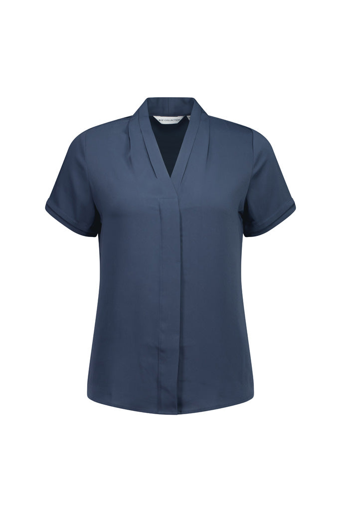 Biz Collection S628LS Madison Womens Short Sleeve Shirt in Storm Blue