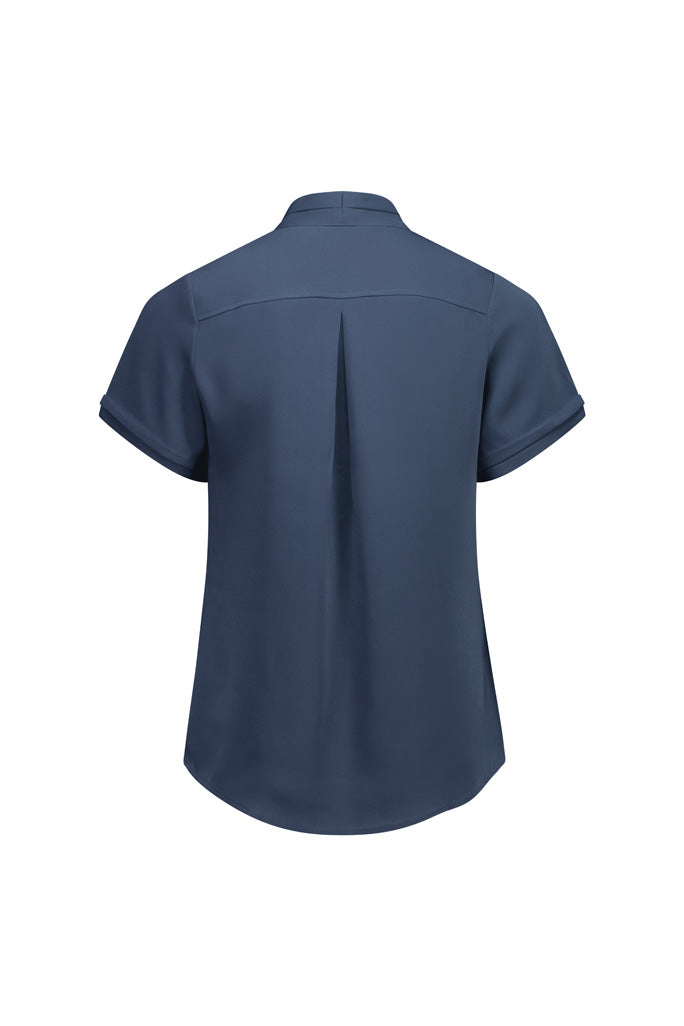 Biz Collection S628LS Madison Womens Short Sleeve Shirt in Storm Blue - back view