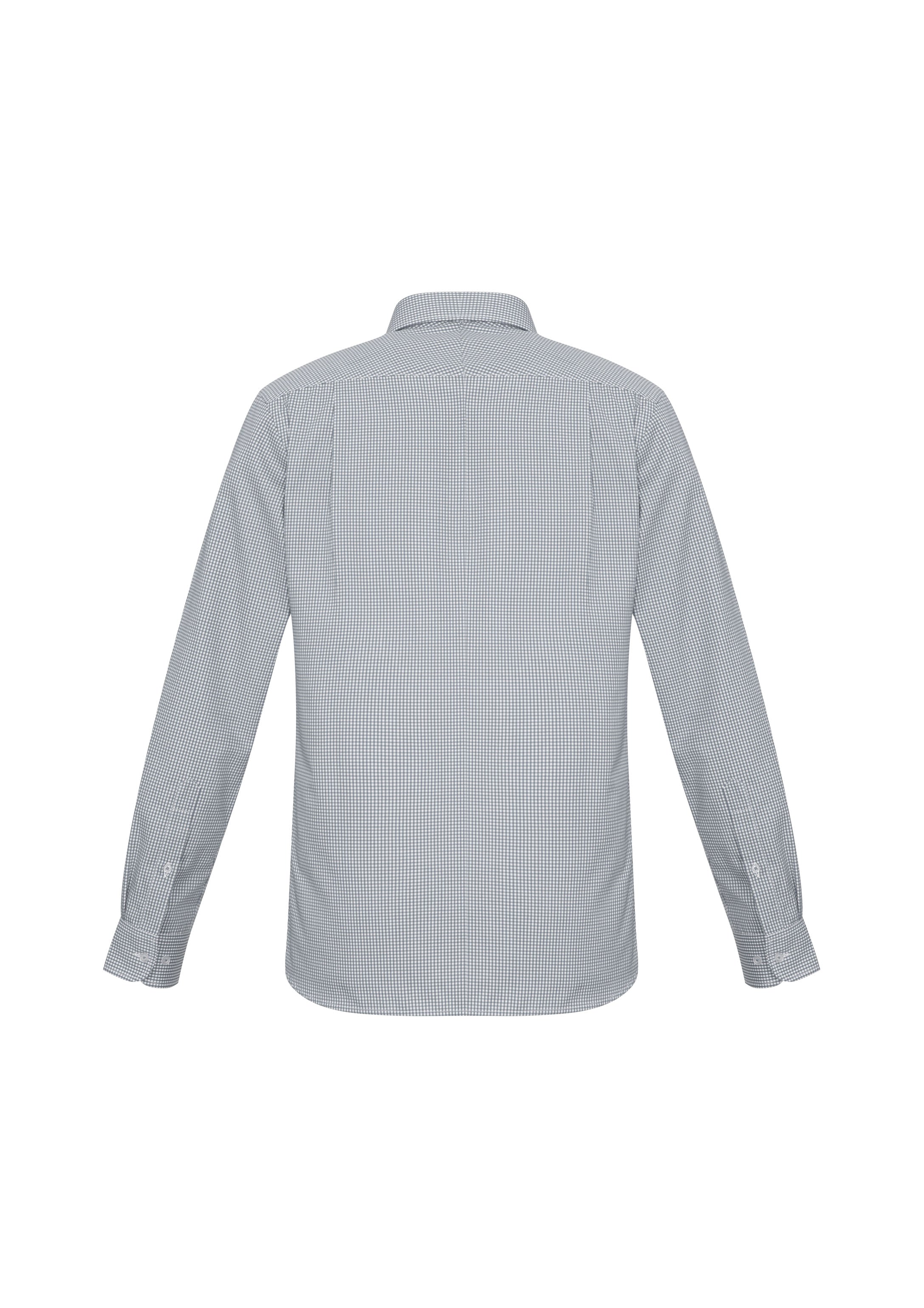 Biz Collection S716ML Ellison Mens Long Sleeve Shirt in Silver - back view