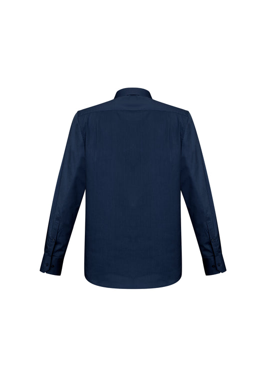Biz Collection S770ML Monaco Mens Long Sleeve Shirt in Ink - back view