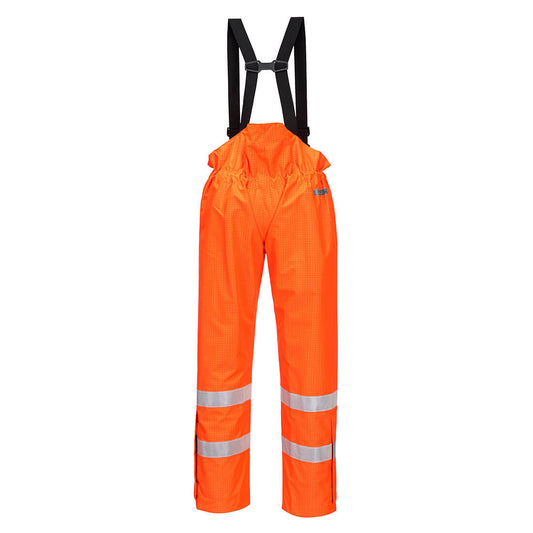 Portwest S780 Bizflame Rain Hi-Vis Anti-Static Unlined FR Pants in Orange - back view