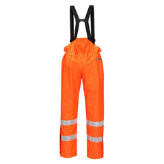 Portwest S780 Bizflame Rain Hi-Vis Anti-Static Unlined FR Pants in Orange - back view