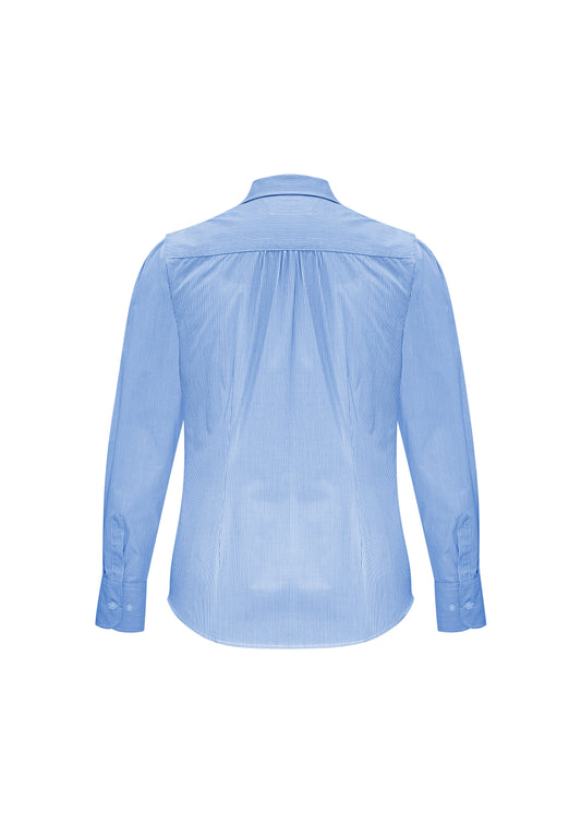 Biz Collection S812LL Euro Womens Long Sleeve Shirt in Blue - back view