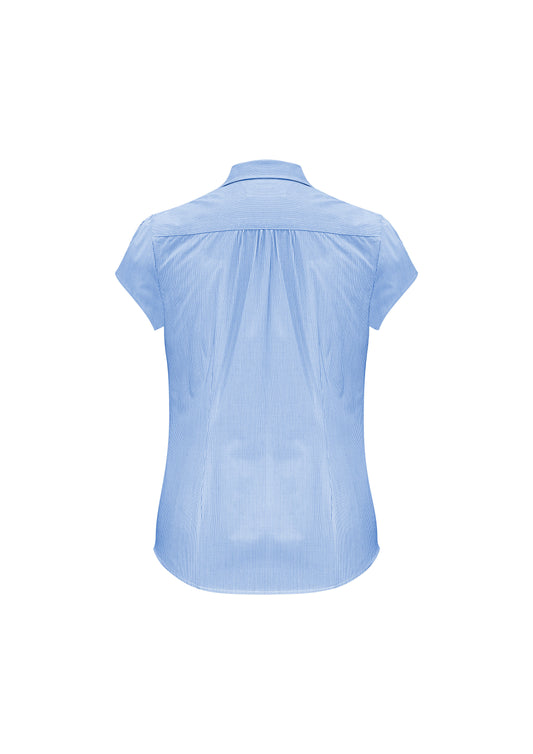 Biz Collection S812LS Euro Womens Short Sleeve Shirt in Blue - back view