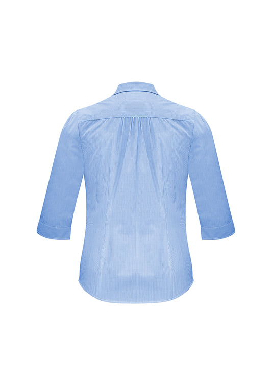 Biz Collection S812LT Euro Womens 3/4 Sleeve Shirt in Blue - back view