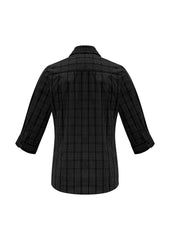 Biz Collection S820LT Harper Womens 3/4 Sleeve Shirt in Black/Silver - back view