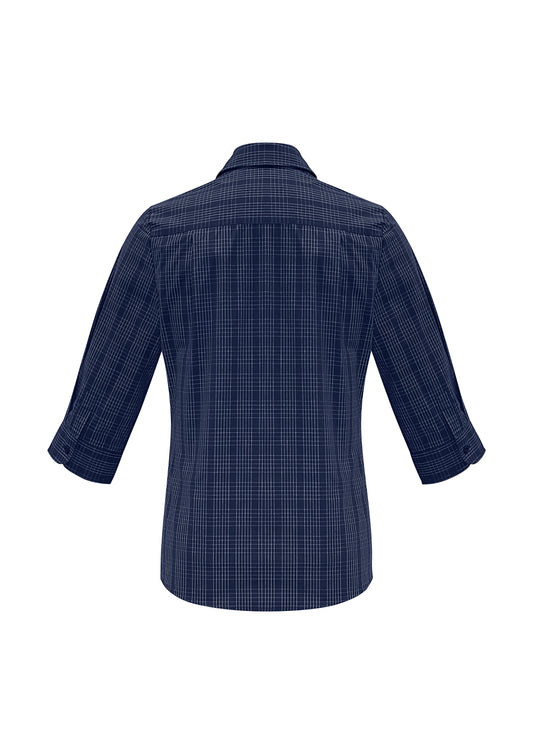 Biz Collection S820LT Harper Womens 3/4 Sleeve Shirt in Ink/Silver - back view