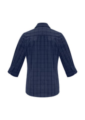 Biz Collection S820LT Harper Womens 3/4 Sleeve Shirt in Ink/Silver - back view