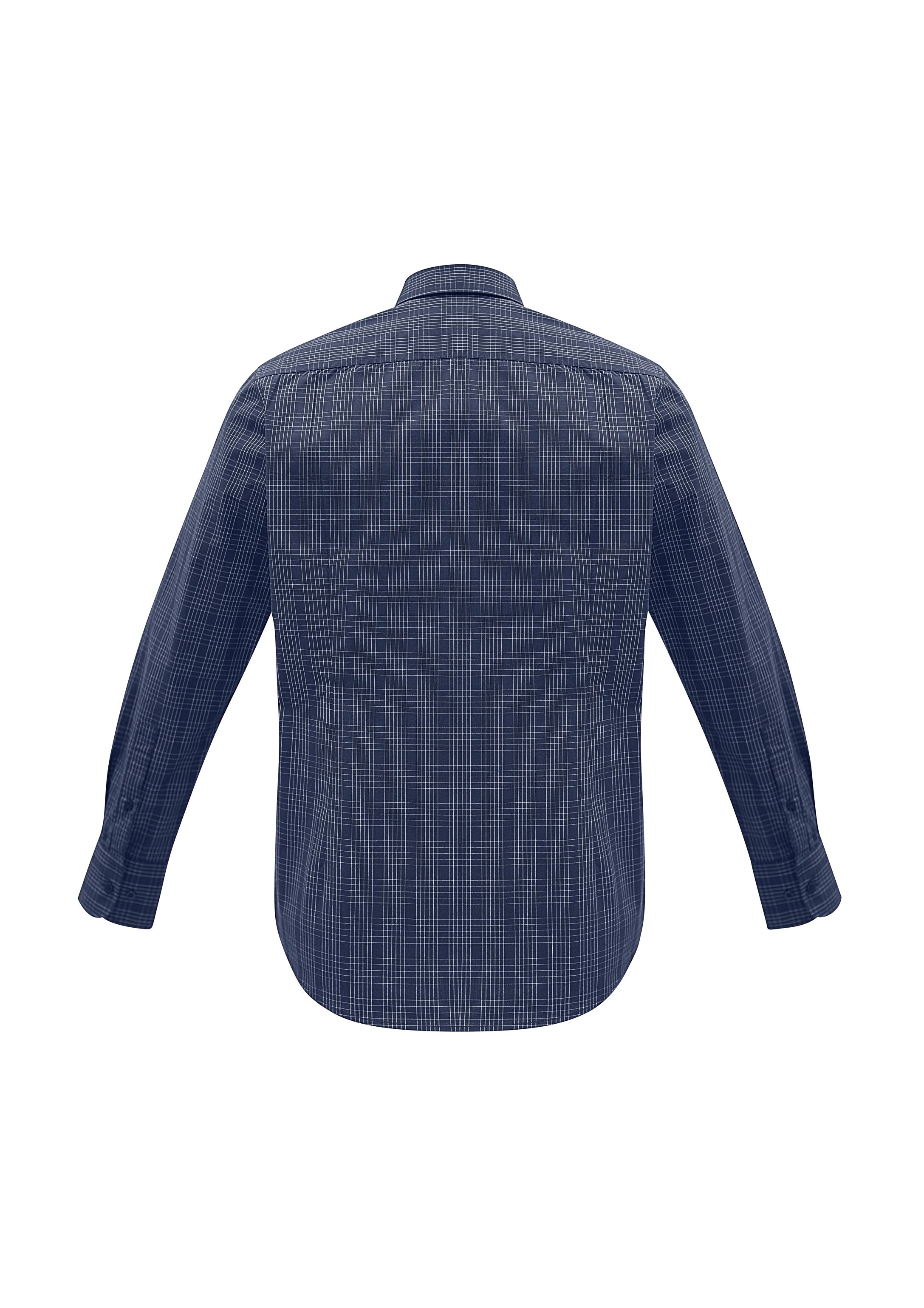 Biz Collection S820ML Harper Mens Long Sleeve Shirt in Ink/Silver - back view