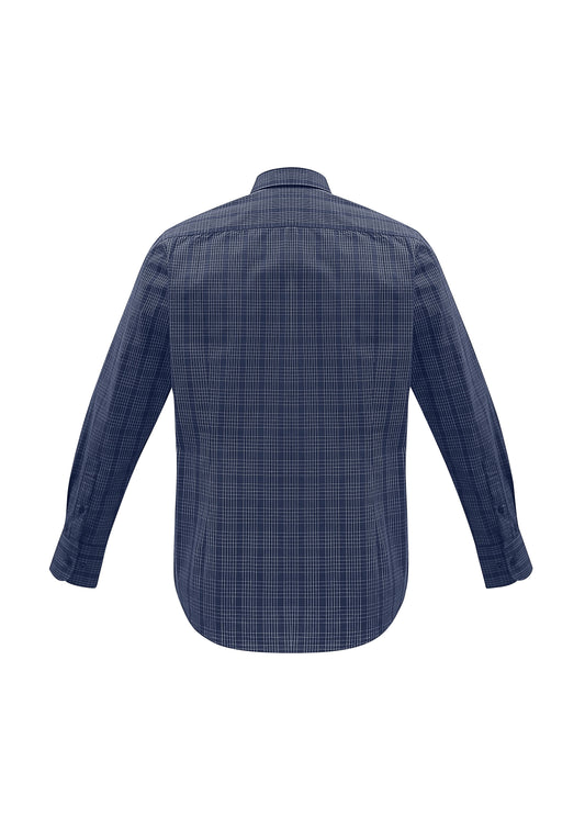 Biz Collection S820ML Harper Mens Long Sleeve Shirt in Ink/Silver - back view