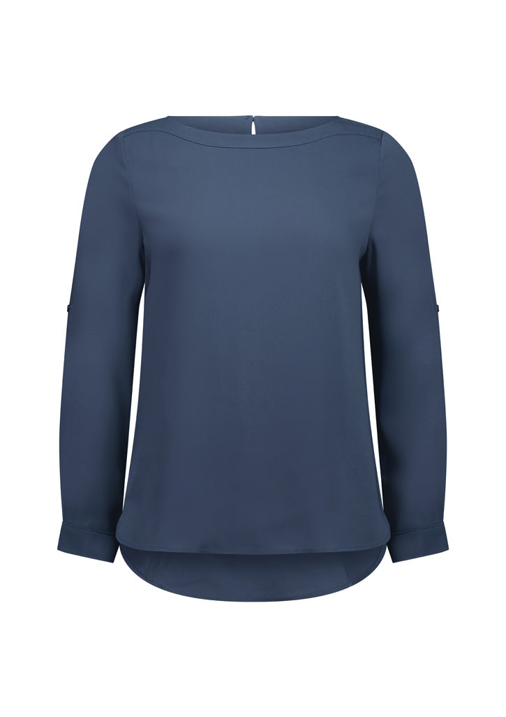 Biz Collection S828LL Madison Womens Boatneck Top in Storm Blue