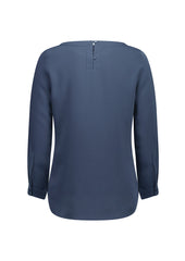 Biz Collection S828LL Madison Womens Boatneck Top in Storm Blue - back view