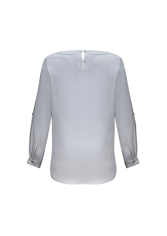 Biz Collection S828LL Madison Womens Boatneck Top in Silver Mist - back view