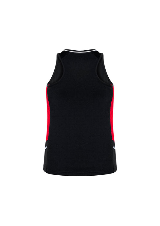 Biz Collection SG702L Renegade Womens Singlet in Black/Red/Silver - back view
