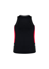 Biz Collection SG702L Renegade Womens Singlet in Black/Red/Silver - back view