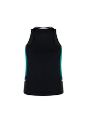 Biz Collection SG702L Renegade Womens Singlet in Black/Teal/Silver - back view