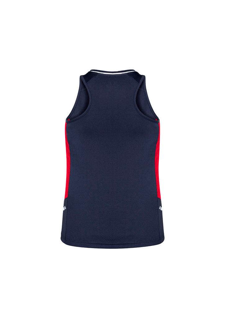 Biz Collection SG702L Renegade Womens Singlet in Navy/Red/Silver - back view
