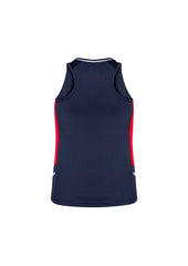 Biz Collection SG702L Renegade Womens Singlet in Navy/Red/Silver - back view