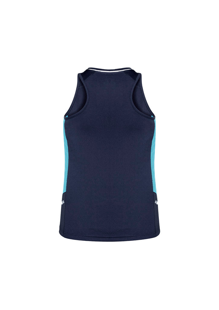 Biz Collection SG702L Renegade Womens Singlet in Navy/Sky/Silver - back view