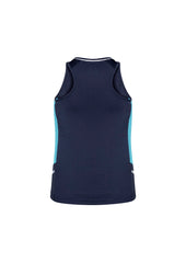 Biz Collection SG702L Renegade Womens Singlet in Navy/Sky/Silver - back view