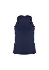 Biz Collection SG702L Renegade Womens Singlet in Navy/White/Silver - back view