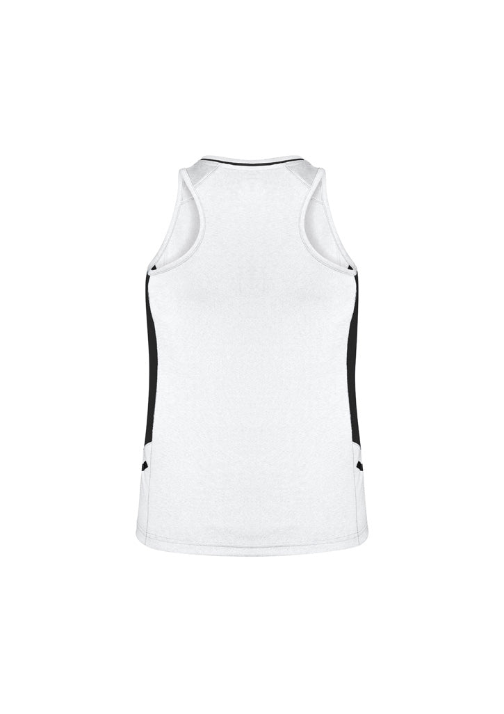 Biz Collection SG702L Renegade Womens Singlet in White/Black/Silver - back view