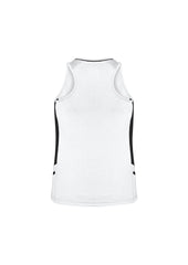 Biz Collection SG702L Renegade Womens Singlet in White/Black/Silver - back view