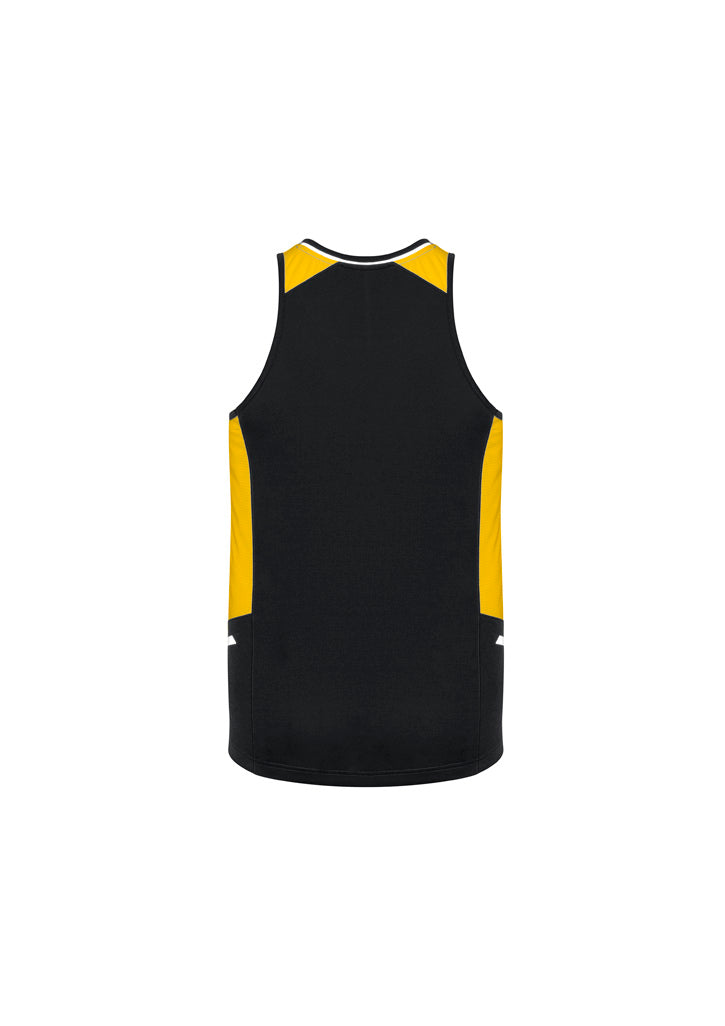 Biz Collection SG702M Renegade Mens Singlet in Black/Gold/Silver - back view