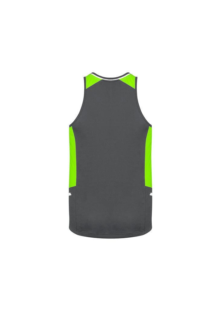 Biz Collection SG702M Renegade Mens Singlet in Grey/Fluoro Lime/Silver - back view