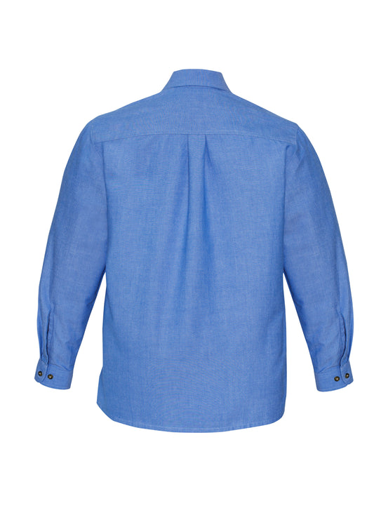 Biz Collection SH112 Chambray Mens Long Sleeve Shirt in Chambray Blue - back view