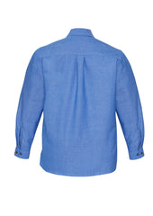 Biz Collection SH112 Chambray Mens Long Sleeve Shirt in Chambray Blue - back view