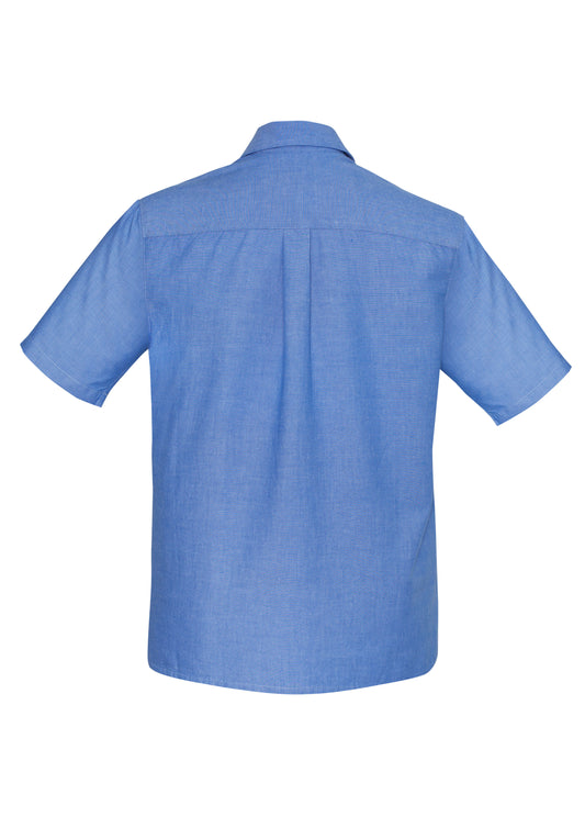 Biz Collection SH113 Chambray Mens Short Sleeve Shirt in Chambray Blue - back view