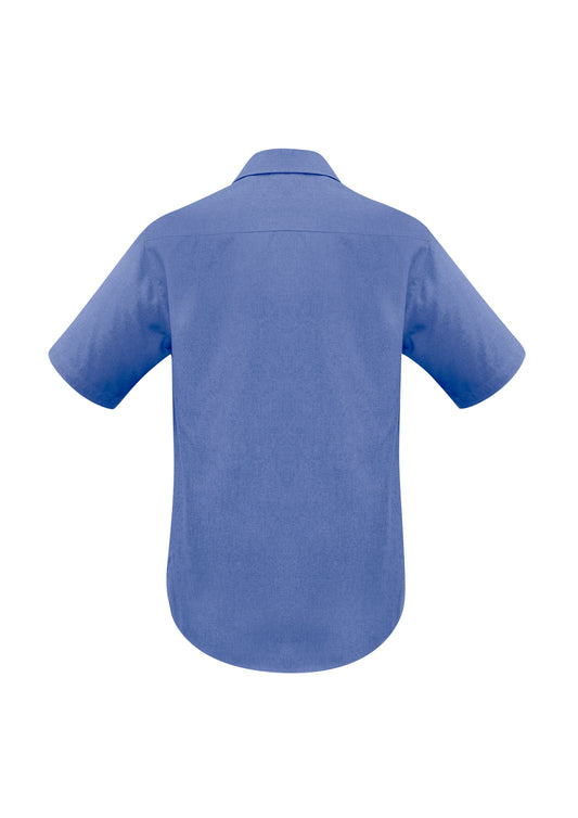 Biz Collection SH3603 Oasis Mens Short Sleeve Shirt in Mid Blue - back view