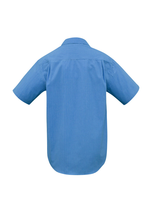 Biz Collection SH817 Micro Mens Check Short Sleeve Shirt in Mid Blue - back view