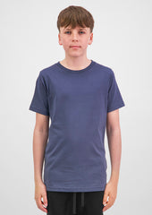 Basis Youth Short Sleeve Tee - X1001Y in Steel Blue - model