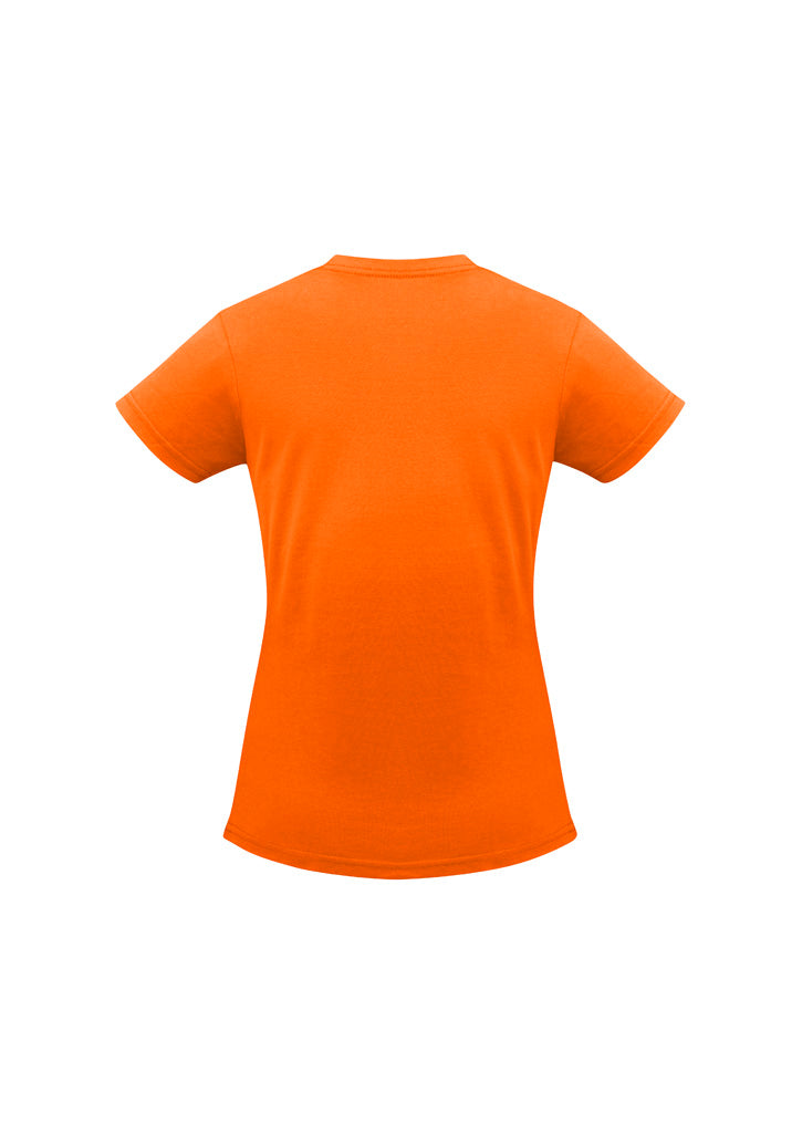 Biz Collection T10022 Ice Womens Short Sleeve Tee in Fluoro Orange - back view