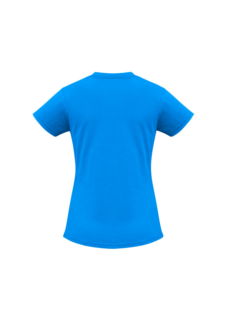 Biz Collection T10022 Ice Womens Short Sleeve Tee in Neon Cyan - back view