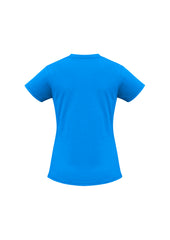Biz Collection T10022 Ice Womens Short Sleeve Tee in Neon Cyan - back view