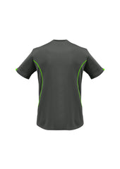 Biz Collection T406MS Razor Mens Short Sleeve Tee in Grey/Fluoro Lime - back view