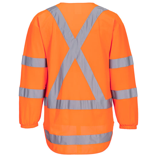Portwest TM309 TTMC-W17 Hi-Vis X Back Zipped Vest L/S in Orange - back view