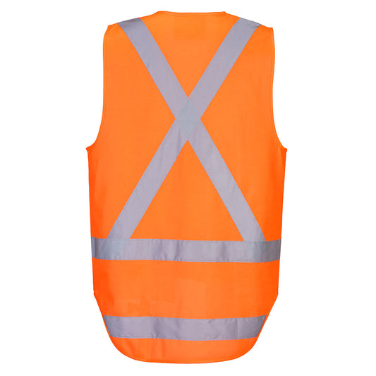 Portwest TM310 TTMC-W17 Hi-Vis X Back Zipped Vest in Orange - back view
