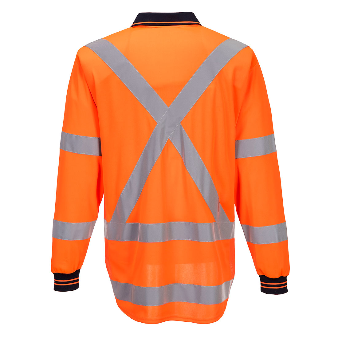 Portwest TM312 TTMC-W17 Hi-Vis X Back Polo Shirt L/S in Orange - back view