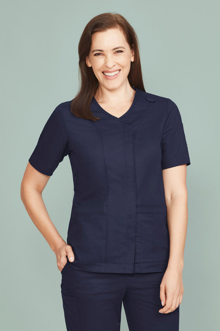 Womens Parks Zip Front Crossover Scrub Top - CST240LS - biz-care-1