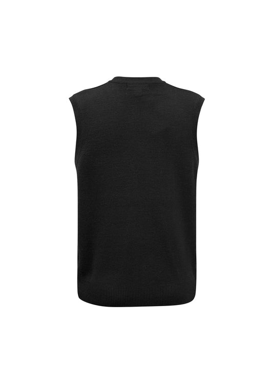 Biz Collection WV6007 Woolmix Mens Knit Vest in Black - back view