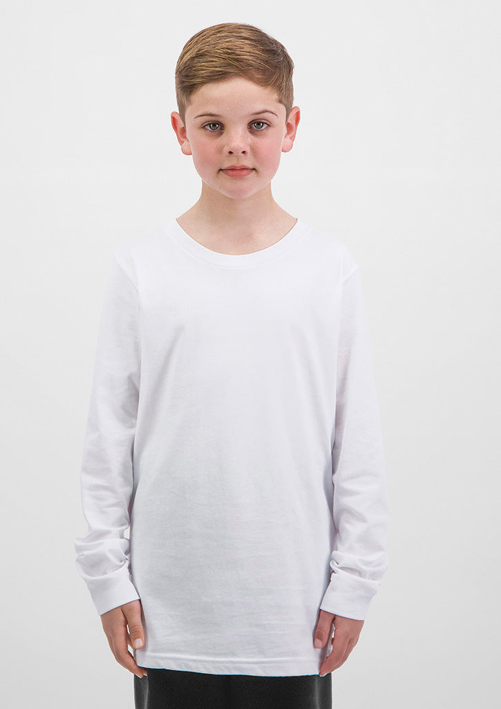 Basis Kids Long Sleeve Tee - X1002K in White - model