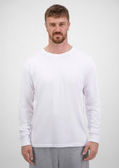 Basis Mens Long Sleeve Tee - X1002M in White - model