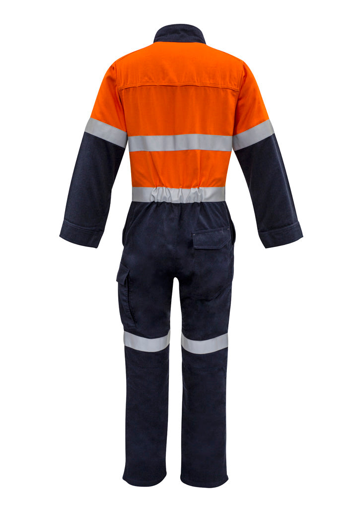 Syzmik ZC525 Mens Orange Flame Overall - Hoop Taped in Orange/Navy - back view