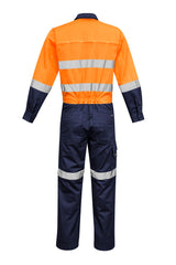 Syzmik ZC804 Mens Rugged Cooling Taped Overall in Orange/Navy - back view