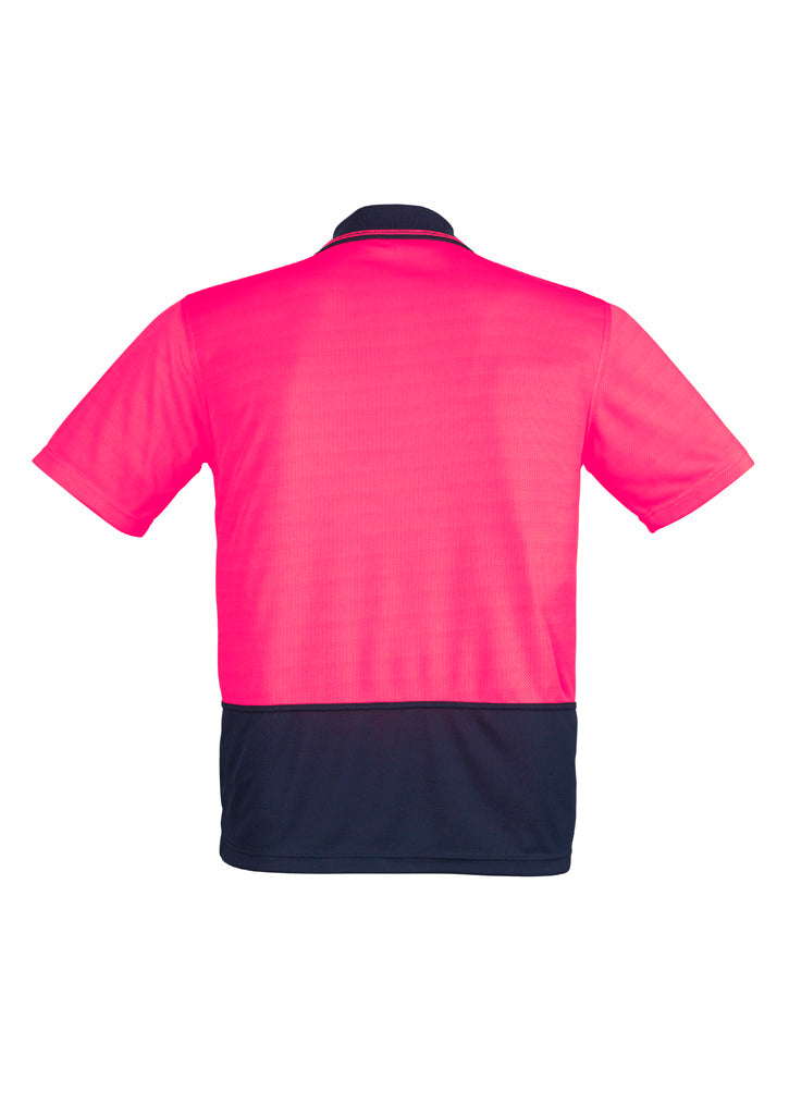 Syzmik ZH231 Unisex Hi Vis Basic Short Sleeve Polo in Pink/Navy - back view