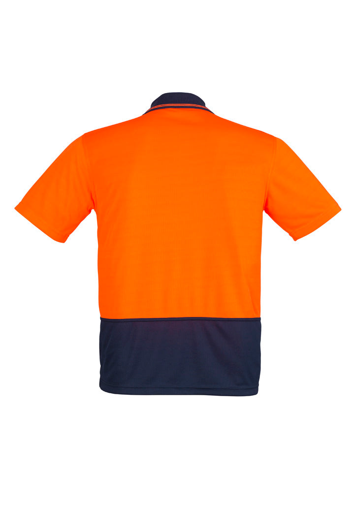 Syzmik ZH231 Unisex Hi Vis Basic Short Sleeve Polo in Orange/Navy - back view